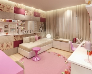 Phòng ngủ màu hồng nhẹ nhàng, dễ thương cho bé gái